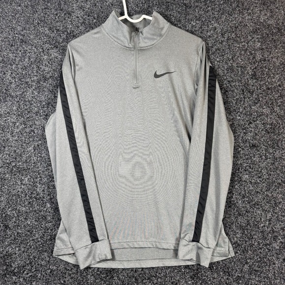 Nike Other - Nike Pro Dri-FIT Mens Small Gray Black Stripe Quarter Zip Pullover Training Top